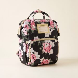 Sac à langer fleuri noir Leinor