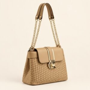 Sac à main en simili cuir tressé camel Leinor
